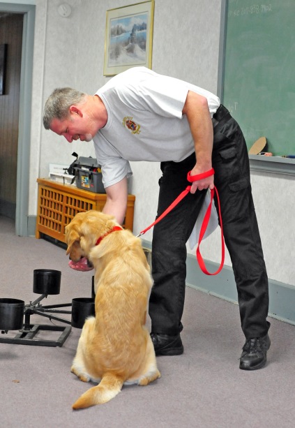 Deputy Chief Barry Overman and K-9 Ranson with the Elizabeth City Fire Department